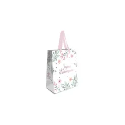 Pochette cadeau - Joyeux Anniversaire avec fleurs - Modèle Petit