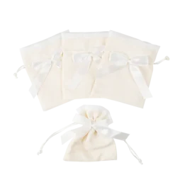 4 pochons en satin avec nœud en mousseline - 8 x 10 cm - Couleur au choix