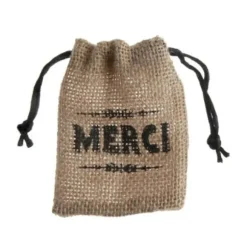 4 pochons en toile de jute - Merci - Naturel