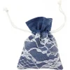 4 pochons jean en toile avec dentelle - 8 x 10 cm - Bleu Foncé