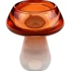 Porte-bougie en forme de champignon en verre - 6,5 x 9 cm - Collection Balade d'Automne