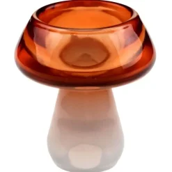 Porte-bougie en forme de champignon en verre - 6,5 x 9 cm - Collection Balade d'Automne