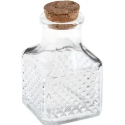 Pot en verre carré - Vintage - 4 x 4 x 7 cm