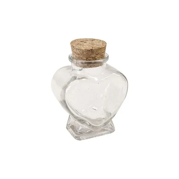 Pot en verre en forme de cœur avec bouchon en liège - 6 x 4,5 x 3,5 cm
