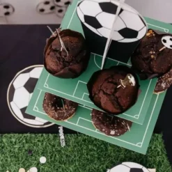 Présentoir 2 étages - Football - Noir, Blanc et Or