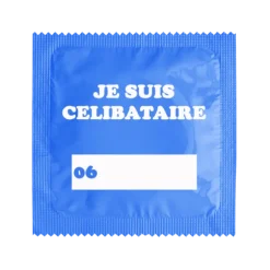 Préservatif Humoristique "Je Suis Célibataire" Bleu