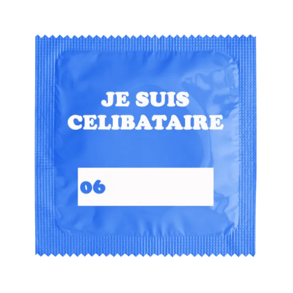 Préservatif Humoristique "Je Suis Célibataire" Bleu