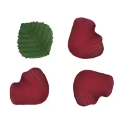 Pétales en Tissu avec Feuilles Bordeaux