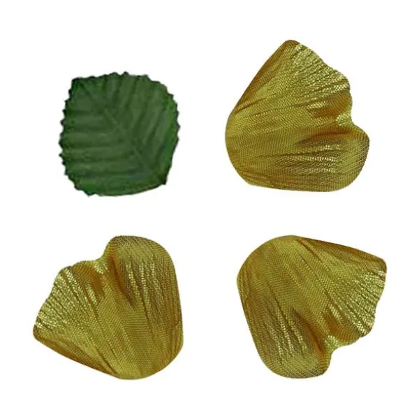 Pétales en Tissu Doré avec Feuilles