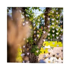 Rideau de petits cœurs - Blanc et Or