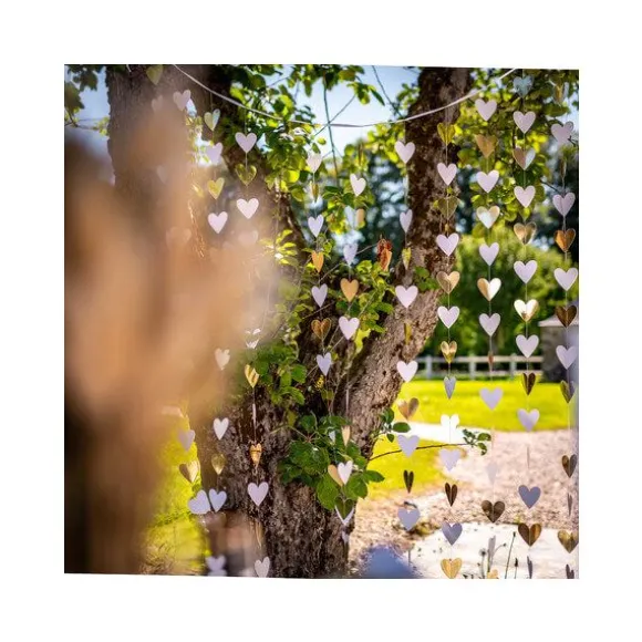 Rideau de petits cœurs - Blanc et Or