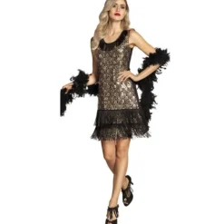 Robe Charleston Paon Or pour femme - Taille au choix