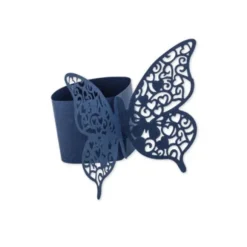 20 Ronds de serviette en papier - Papillon - Bleu Marine