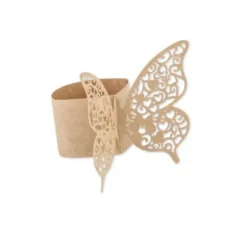 20 Ronds de serviette en papier - Papillon - Couleur Kraft