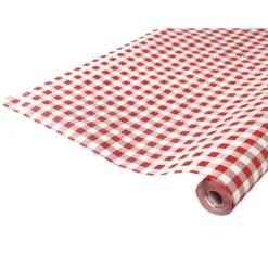Rouleau de Nappe Damassé - Vichy Rouge - 50 Mètres