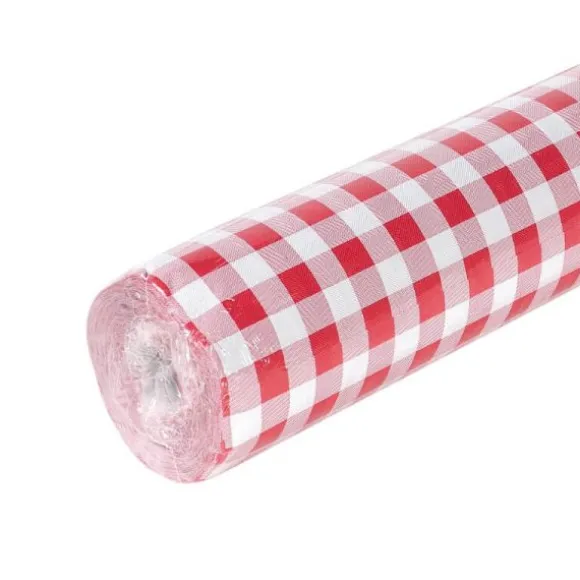 Rouleau de Nappe Damassé - Vichy Rouge - 25 Mètres