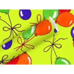 Rouleau de papier cadeau - 2 x 0,7 m - Ballons avec fond citron vert