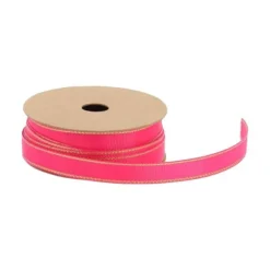 Ruban avec liseré doré en tissu - 1 cm x 5 m - Couleur au choix