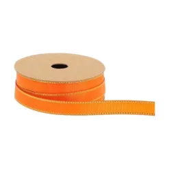 Ruban avec liseré doré en tissu - 1 cm x 5 m - Couleur au choix
