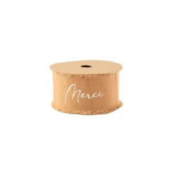 Ruban effiloché en mousseline de soie - Merci - Couleur au choix