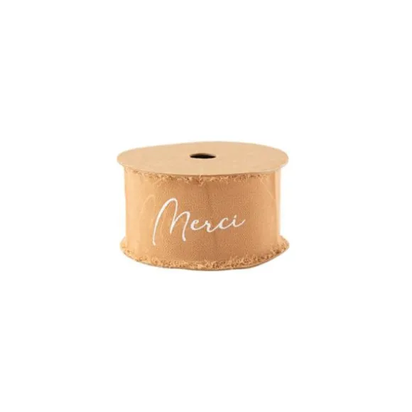 Ruban effiloché en mousseline de soie - Merci - Couleur au choix