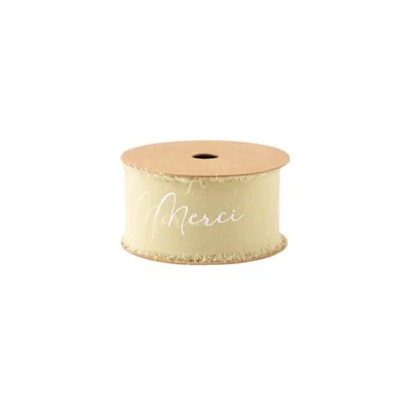 Ruban effiloché en mousseline de soie - Merci - Couleur au choix
