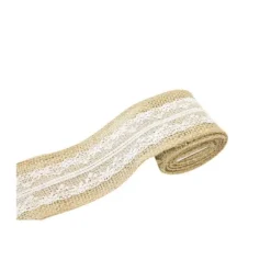 Ruban en toile de jute et dentelle 6 cm x 2 M