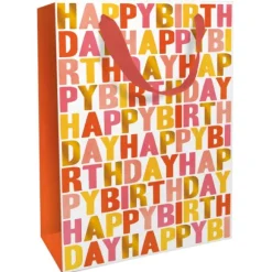 Sac cadeau en papier - Birthday Tangerine - Taille L