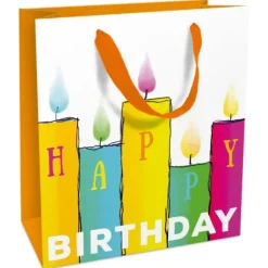 Sac cadeau en papier - Bougies colorées - Taille M