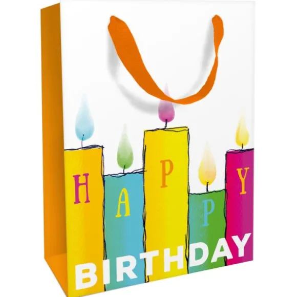 Sac cadeau en papier - Bougies colorées - Taille L