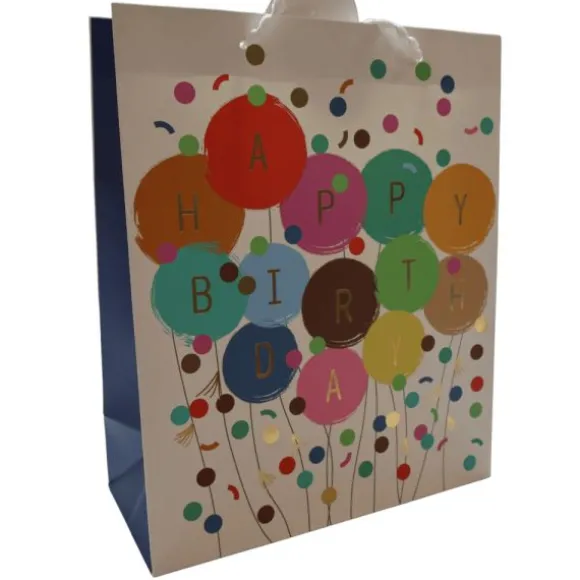 Sac cadeau en papier - Happy Birthday avec confettis - Taille M