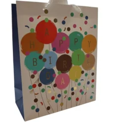 Sac cadeau en papier - Happy Birthday avec confettis - Taille L