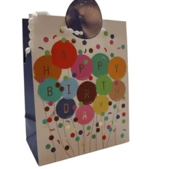 Sac cadeau en papier - Happy Birthday avec confettis - Taille S