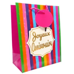 Sac cadeau en papier - Joyeux Anniversaire Pop - Taille S