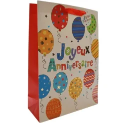 Sac cadeau en papier - Joyeux Anniversaire avec ballons - Taille L