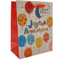 Sac cadeau en papier - Joyeux Anniversaire avec ballons - Taille S