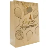 Sac cadeau en papier - Joyeux Anniversaire Blanc & Or - Taille L