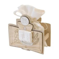 Sachet dans décor en bois - Communion