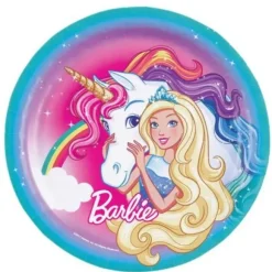 Sachet de 8 assiettes "Barbie Dreamtopia" - Licorne