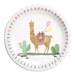Sachet de 8 assiettes Lama et Cactus