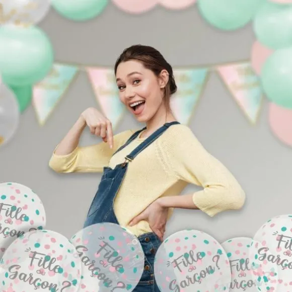 Sachet de 6 ballons à confettis - Fille ou Garçon ? - Collection Gender Reveal