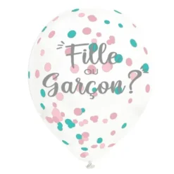 Sachet de 6 ballons à confettis - Fille ou Garçon ? - Collection Gender Reveal