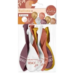 Sachet de 8 ballons - Joyeux Anniversaire - Collection Terracotta