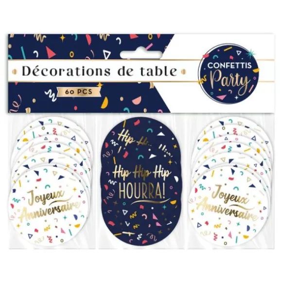 Sachet de 60 décorations de table - Joyeux Anniversaire - Collection Confettis