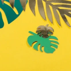 Sachet de 12 marque-places Feuilles Tropicales - Vert et Or