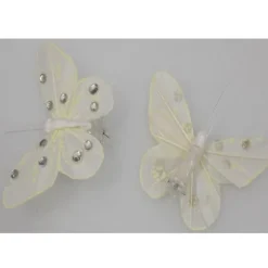 Sachet de 4 Papillons sur Pince avec Strass 8 Cm