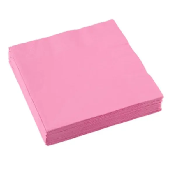 Sachet de 20 serviettes cocktail - Rose Tendre