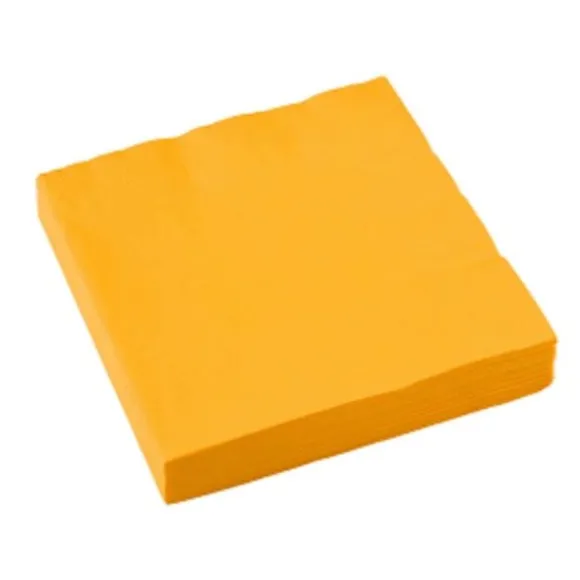 Sachet de 20 serviettes cocktail - Jaune Soleil