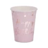 Sachet 8 Gobelets en carton "Happy Birthday Rose Gold"