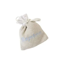 4 sachets blancs en polyester avec franges - 10 x 8 cm